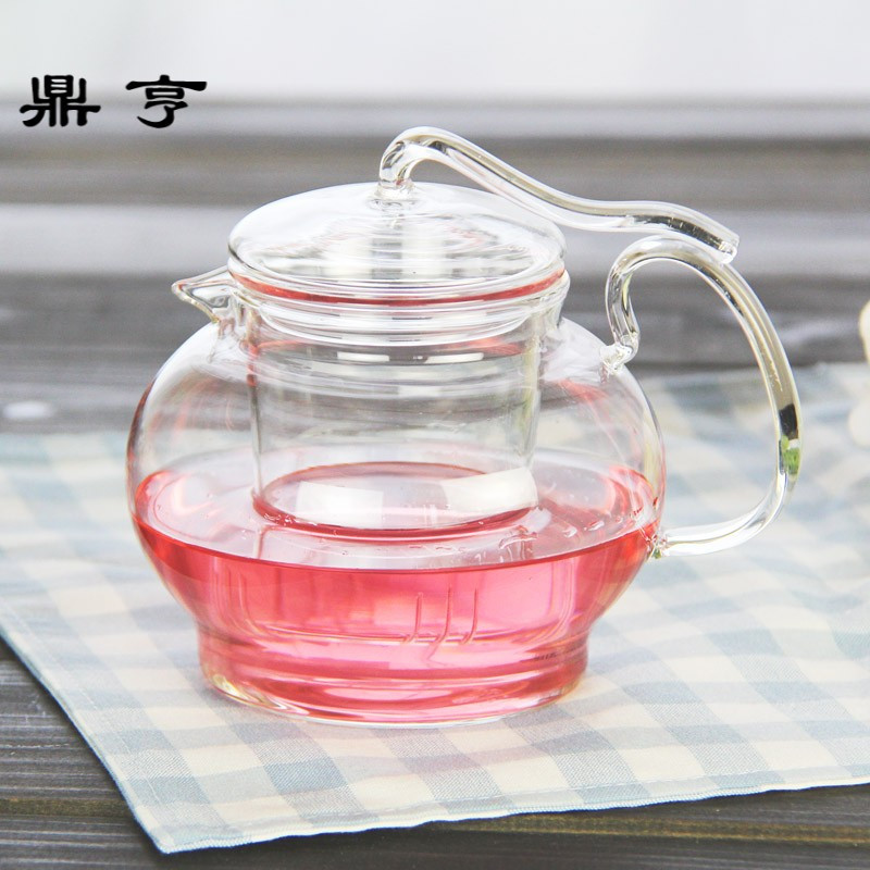 鼎亨花茶具透明花茶壶 三件式耐热茶壶玻璃过滤网 仙踪水壶