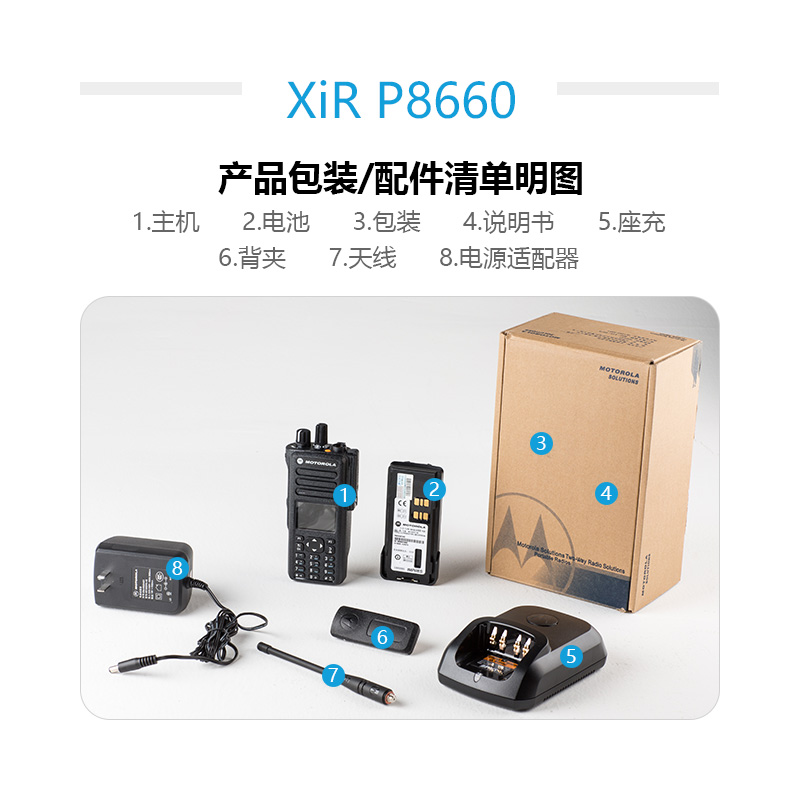 摩托罗拉(MOTOROLA) XIR P8660 数字对讲机 数字信号 大功率多功能专业手台 黑色高清大图