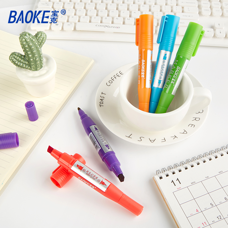 宝克(BAOKE)MP210#12 2.5-6mm双头油性记号笔套装 物流笔/箱头笔 12色 12支/盒 1盒高清大图