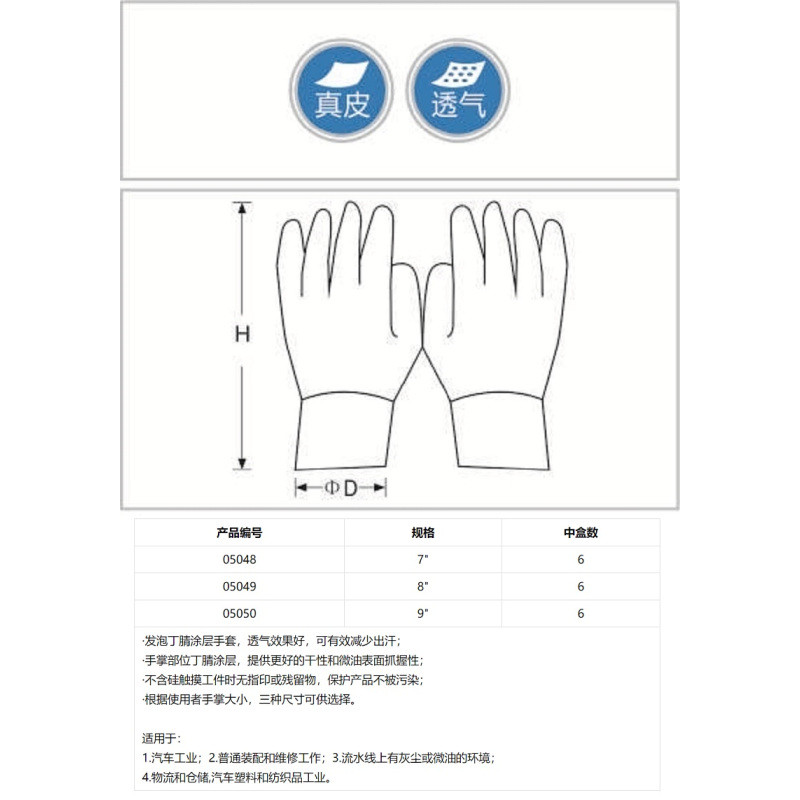 工业级丁腈手套(掌浸) 7#