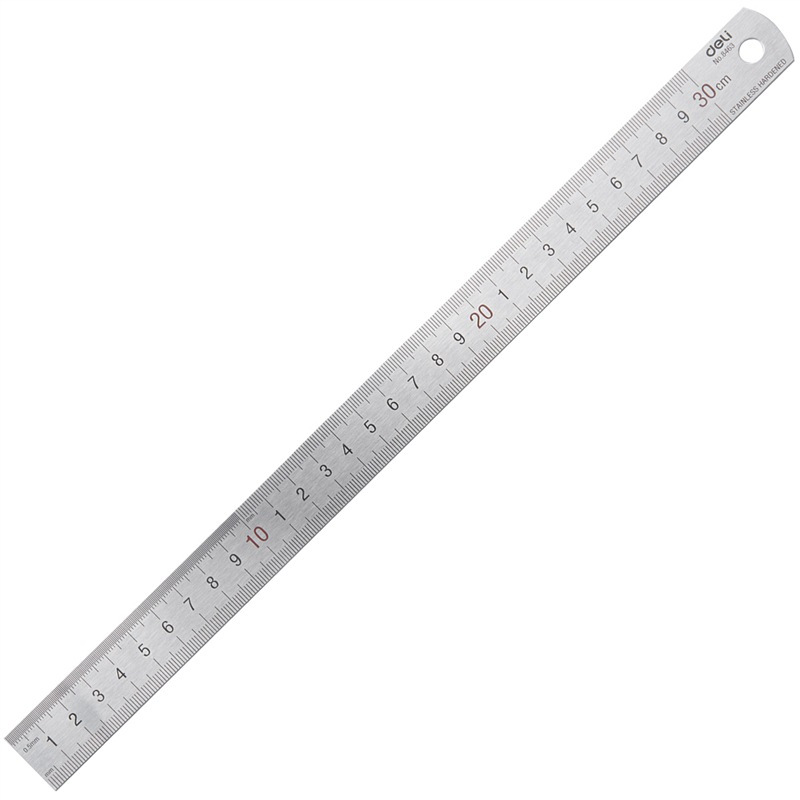 得力(deli) 30cm不锈钢直尺测量绘图刻度尺子 带公式换算表 办公用品 8463