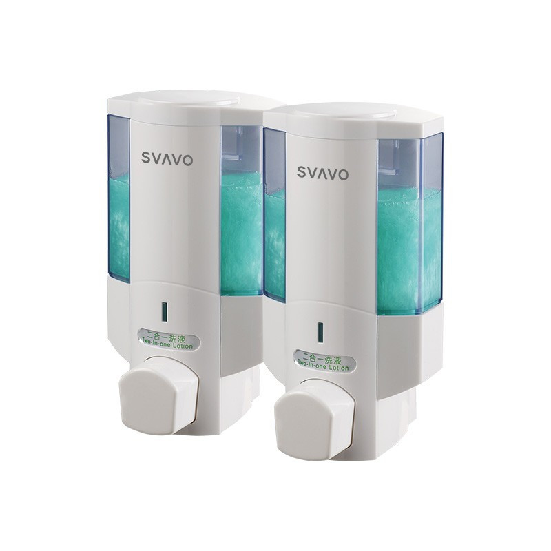 瑞沃(SVAVO)手动皂液器350ml 免打孔洗手液盒 壁挂沐浴露盒 V6102白色 双格350ml*2单位: