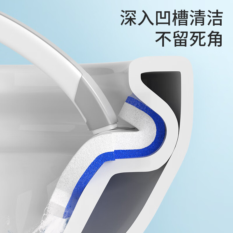 美丽雅 一次性马桶刷卫生间厕所洗马桶刷子蓝色自带清洁液替换头共28个 86364高清大图