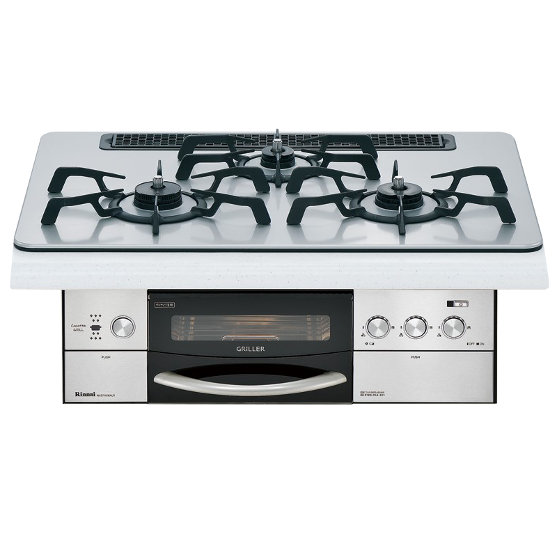 日本林内燃气灶DELICIA GRiLLER75嵌入式三眼灶煤气炉大火力左带烤箱天然气RHS71W34ALRSL新款高清大图