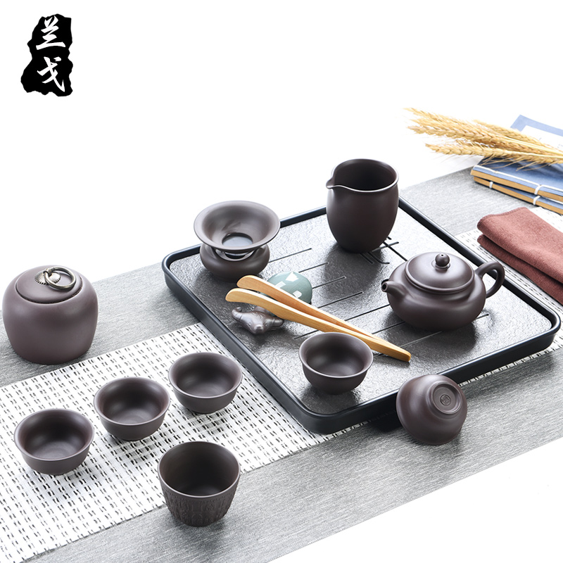 美帮汇紫砂便携旅行功夫茶具套装家用小套陶瓷干泡茶壶茶杯小型茶盘高清大图