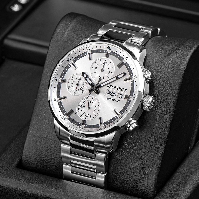 瑞夫泰格REEF RIGER手表大表盘全自动机械表男表多功能厚重款时尚个性潮流100米防水舰长系列RGA1659