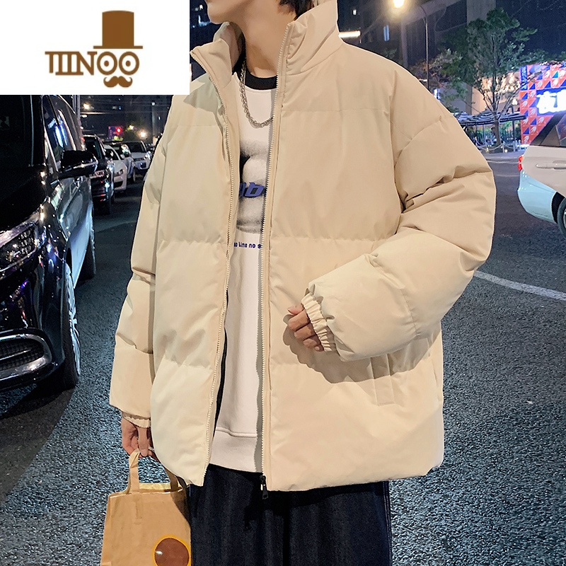 YANXU港风潮牌棉服男士立领加厚宽松韩版潮流纯色百搭情侣款棉衣