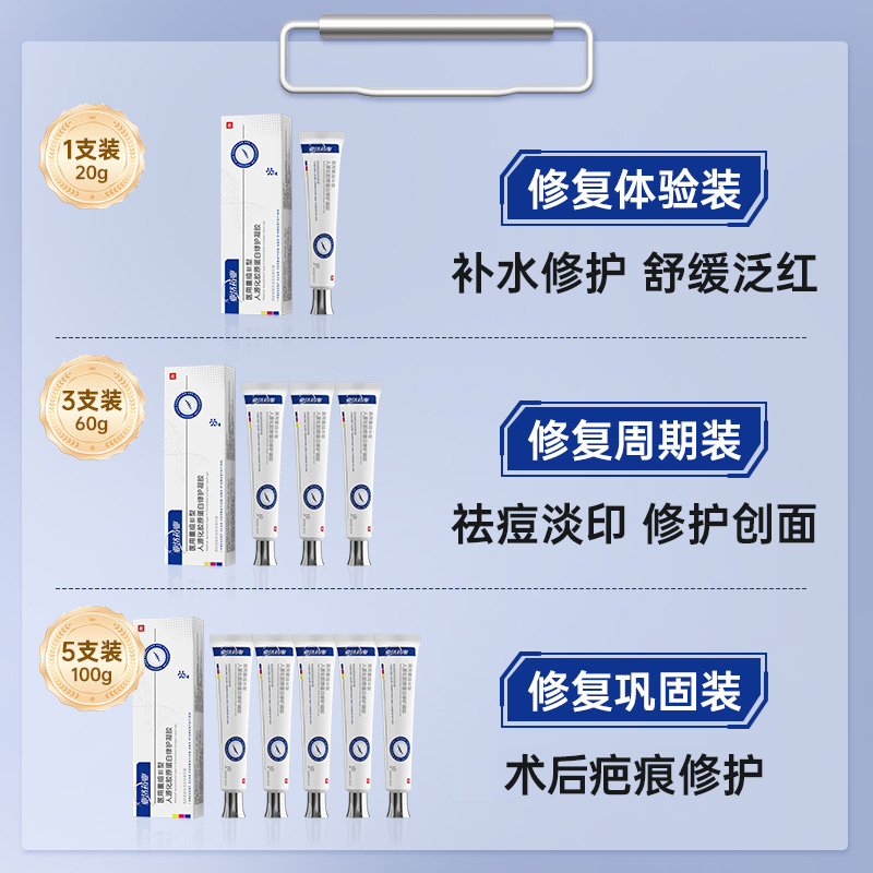 医用重组三型人源化胶原蛋白修护凝胶修复痘印痤疮烫伤美容术后疤20g/支高清大图