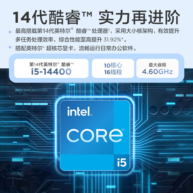 联想(Lenovo)扬天M4000q 商用台式机电脑整机 定制(i5-14400 32G 1T机械+1T固态 SSD wifi Win11)商用家用办公学习 配23英寸显示器高清大图