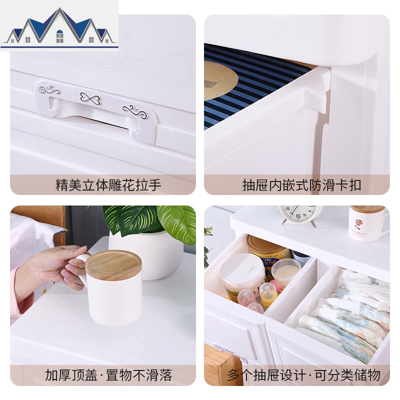 64宽儿童超大号抽屉式收纳柜宝宝玩具整理柜婴儿塑料储物柜五斗柜 三维工匠高清大图