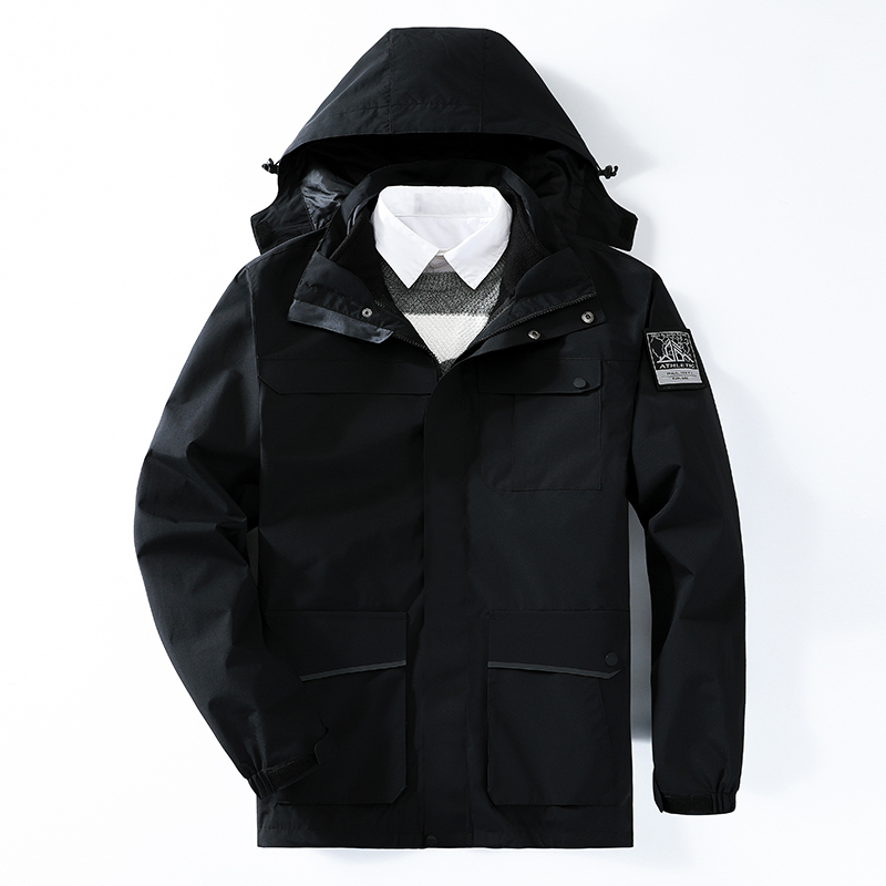 京嘉(JINGJIA) 三合一抓绒内胆冲锋衣 户外防水抵御寒风 男款冲锋衣