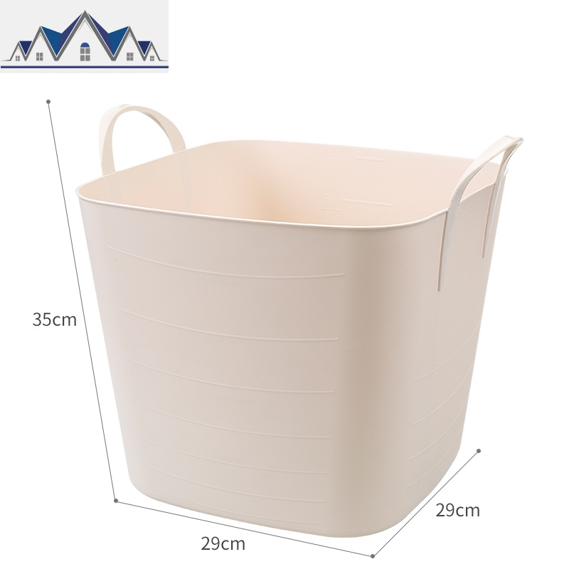特大衣服脏衣篮大号塑料洗衣篮玩具收纳筐衣服收纳篮购物篮手提篮 三维工匠 杏色【方款】