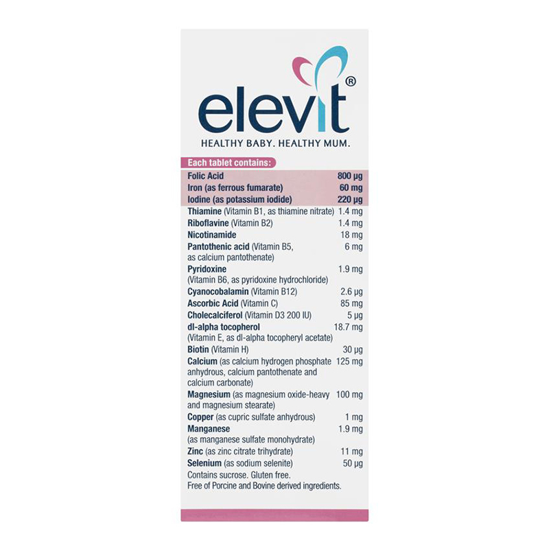 保税-澳洲版爱乐维(Elevit)复合维生素片备孕哺女士孕前孕中叶酸孕妇营养素100片/盒装