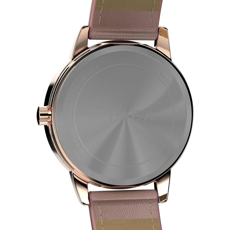 TIMEX/天美时女表简约经典大表盘石英防水复古黑面皮带表高清大图