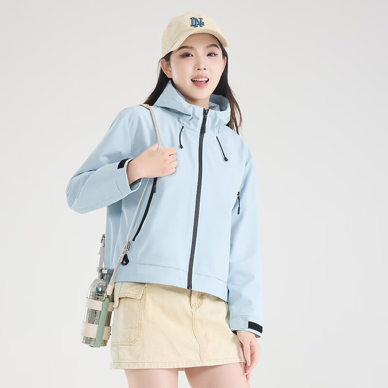 妃锦 聚酯纤维 防风科技面料带防风袖口 下摆弹力扣 耐磨透气逐风冲锋单衣E957高清大图