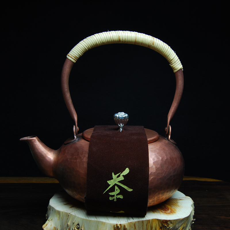 礼品之家打点图案铜壶摆件手工加厚纯紫铜茶壶烧水壶养生煮茶壶