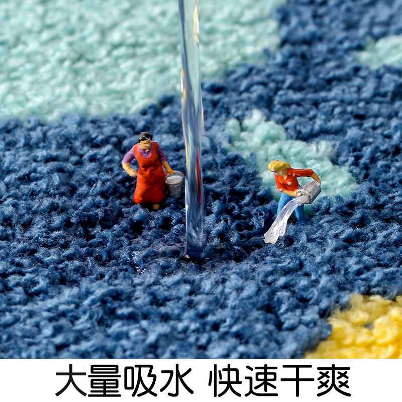 得喜DEXI 卡通浴室防滑垫卫浴吸水防滑垫植绒地垫卫生间浴室门垫家用小地毯浴室防滑垫吸水脚垫卧室门垫子