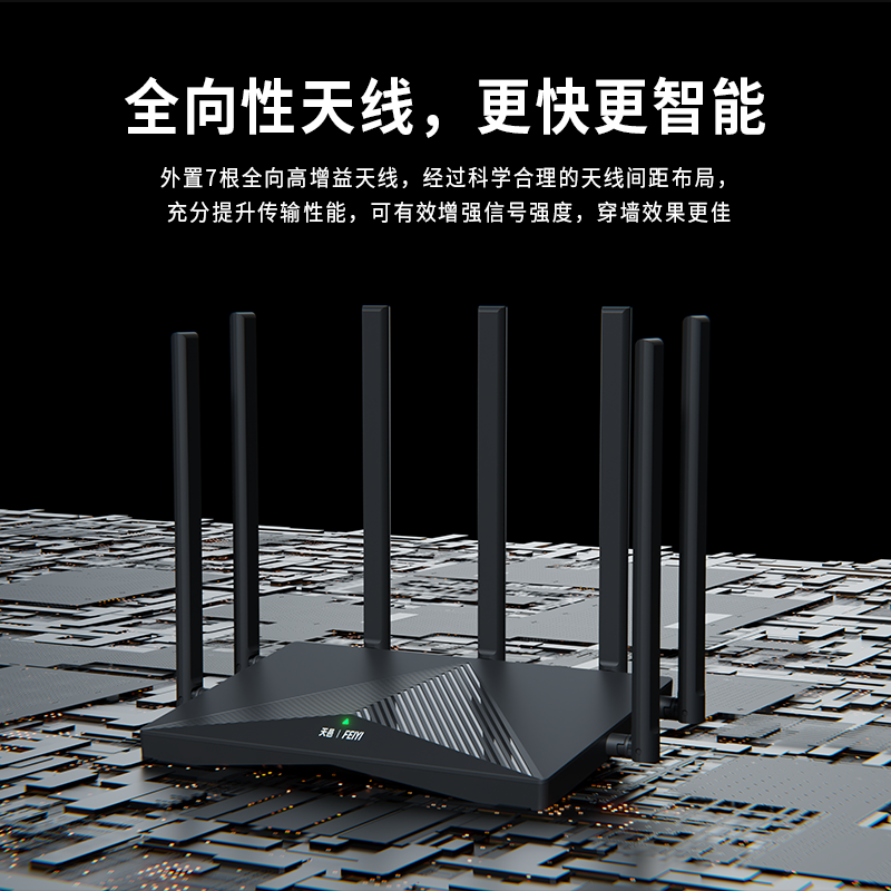 飞邑(FEIYI)FY-217G AC2100双频无线路由器千兆端口家用穿墙WiFi信号增强 7天线高端游戏路由器高清大图