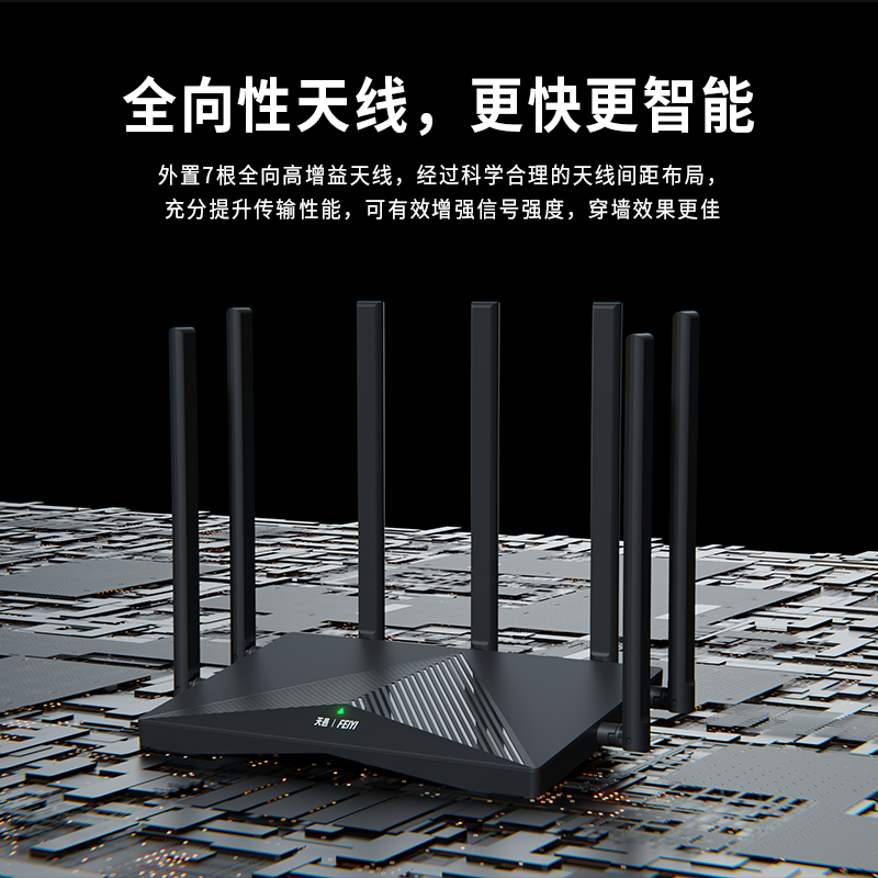飞邑(FEIYI)FY-217G AC2100双频无线路由器千兆端口家用穿墙WiFi信号增强 7天线高端游戏路由器