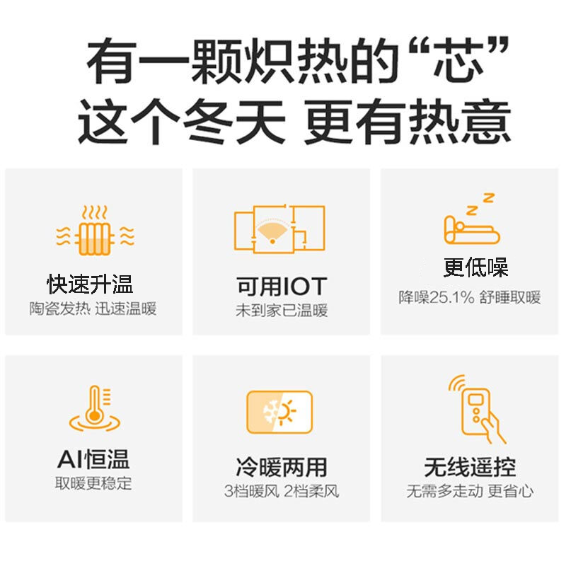 美的(Midea)暖风机取暖器 电暖器 电暖气 冷暖两用热风机家用立式塔式速热电暖风WIFI互联智能HFX22AR