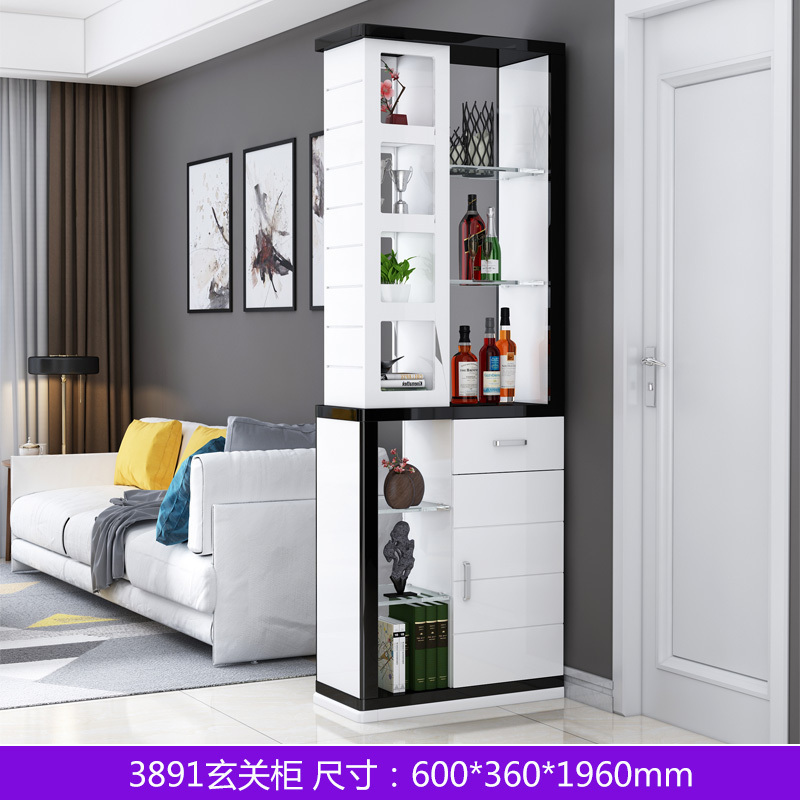 森美人入户客厅双面玄关柜鞋柜一体现代简约酒柜家用厅隔断柜收纳屏风 3891隔断柜长0.6米组装框架结构