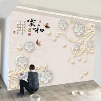 定制客厅大气电视背景墙现代简约8D装饰壁画D立体中式无纺布墙纸 无缝加厚无纺布（实惠）仅墙纸