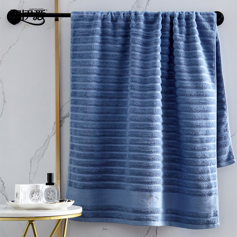 伊伊爱 YBH25225 波浪风防螨毛巾 蓝色高清大图