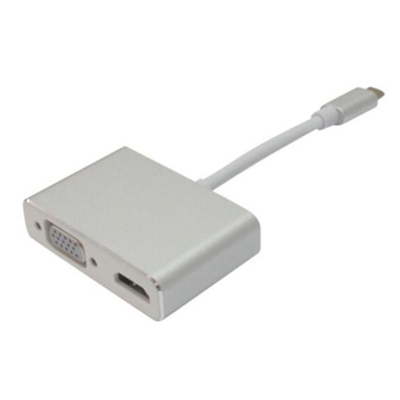 酷比客(L-CUBIC) USB Type-C转HDMI+VGA线/银色/0.1M LCCPUCHV(单位:根)