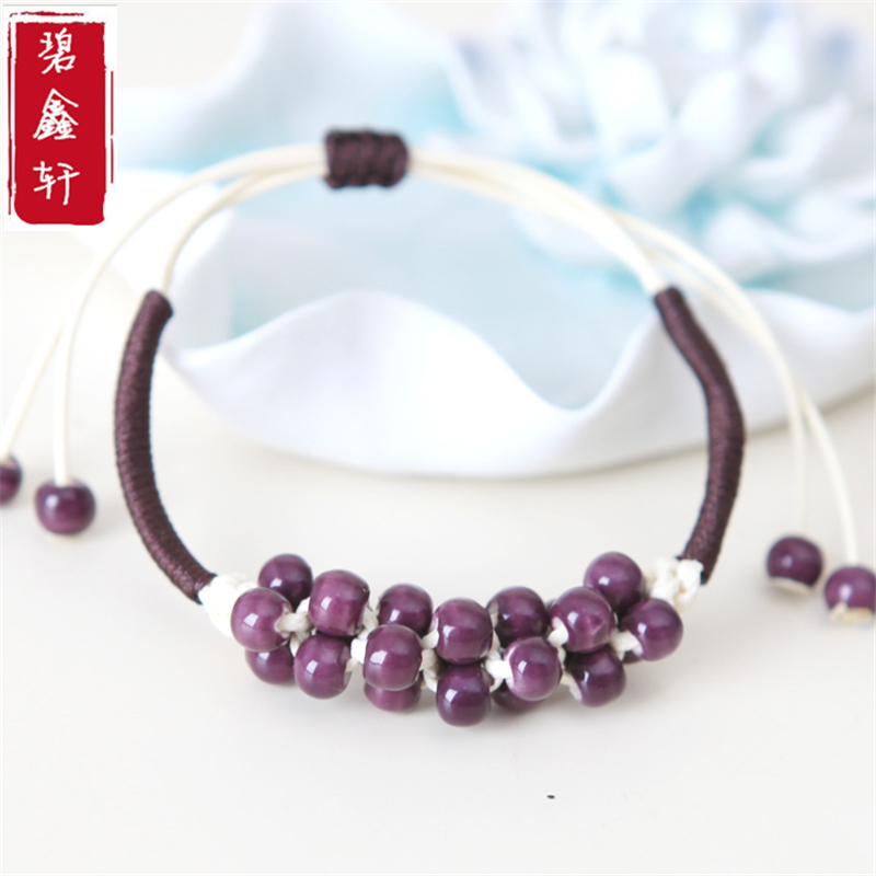 手工编织青花瓷手链 女陶瓷珠个性民族风饰品 小清新生日礼物送女朋友七夕情人节礼物