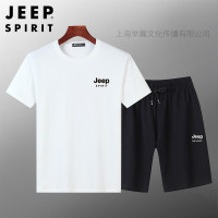 JEEP SPIRIT夏季运动套装男士透气宽松T恤短袖短裤两件套90106157