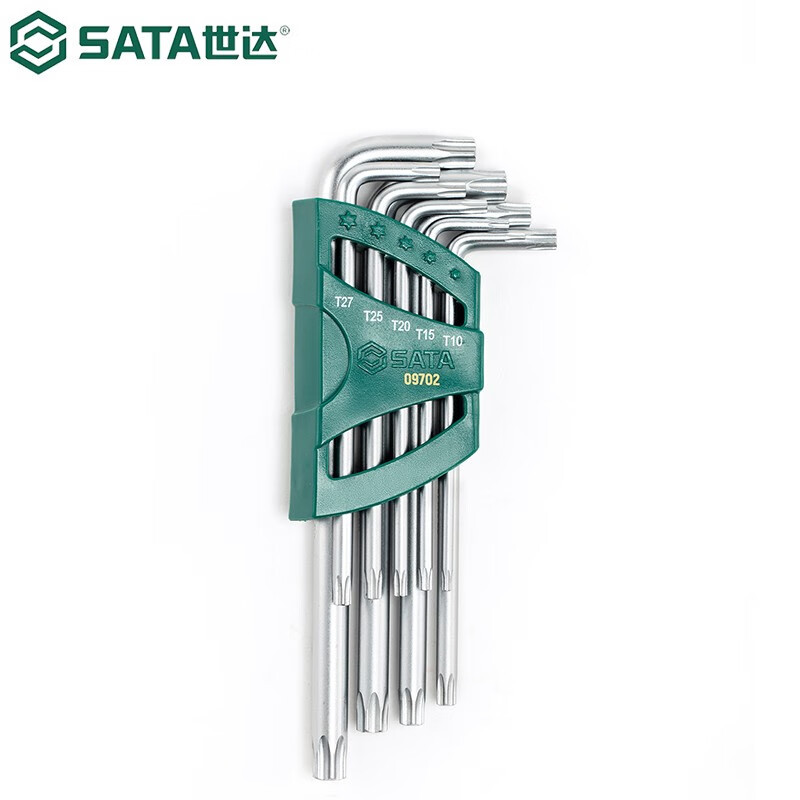 世达(SATA)工具9件加长梅花带孔六角扳手组套星型组套09702高清大图