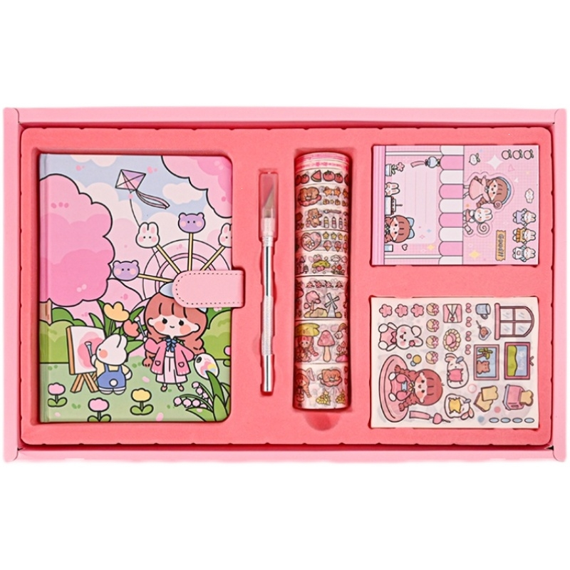 邦可臣可爱手帐本套装礼盒网红少女心手账本简约ins风笔记本子贴纸