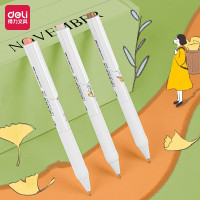 得力(deli)A534秋日暖暖按动学生中性笔0.5mm全针管可爱超萌少女签字笔(黑) 12支装