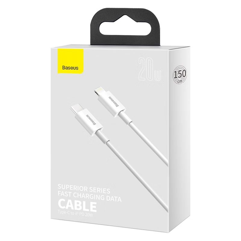 倍思 苹果PD20W快充数据线适用iPhone13/12/11/X/SE2/XS/8p手机充电器线 1.5米 白色高清大图