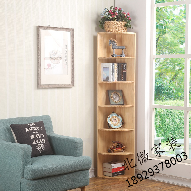 实木转角柜松木书架植物摆架隔层储物柜环保原木花架墙角柜可定制欧因