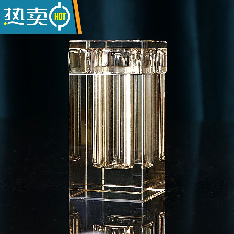 敬平北欧ins创意客厅家用水晶玻璃牙签盒带盖轻奢简约棉签盒棉签筒 棉签筒 丨 咖色[长5*宽5*高10]