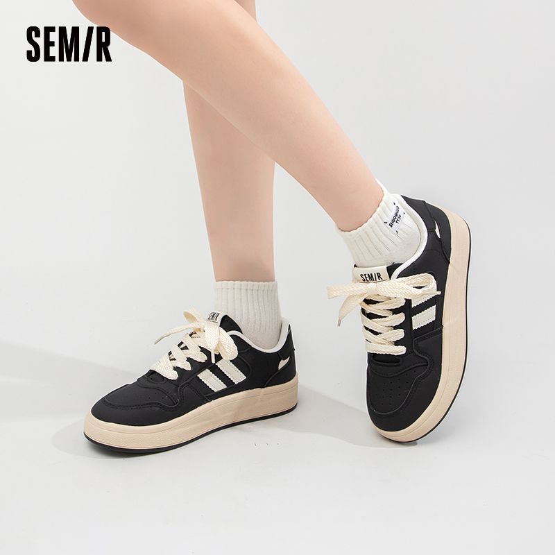semir女鞋复古德训鞋女2023秋季新款运动休闲板鞋厚底百搭小白鞋