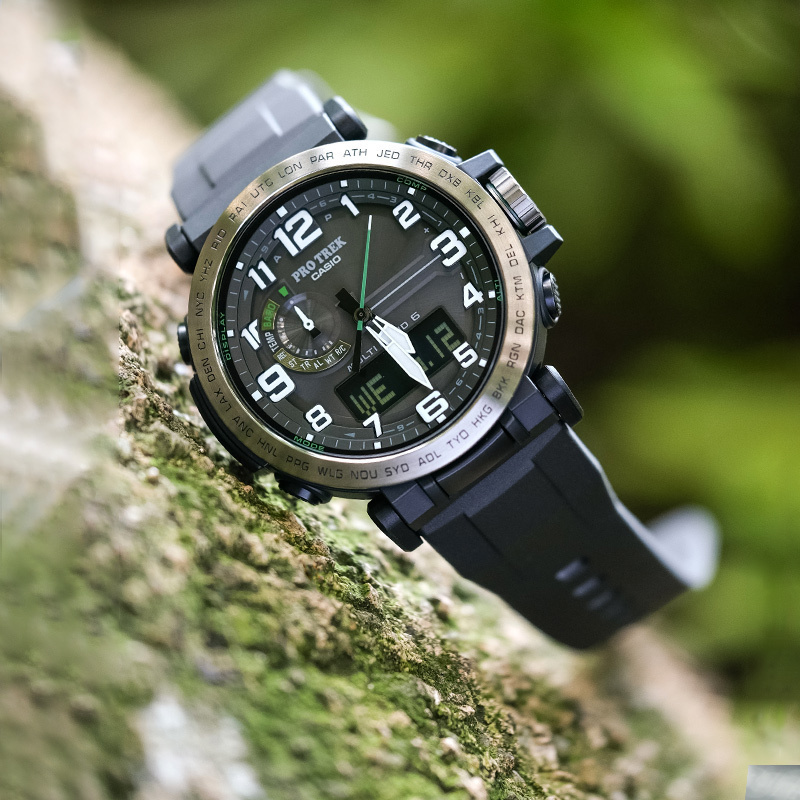 casio旗舰店卡西欧手表男太阳能电波protrek防水户外运动登山表防水电子男士手表运动石英表男 PRW-6600