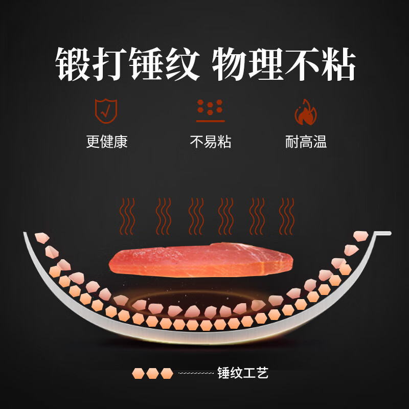 张小泉无涂层中华爆炒锅精铁锅捶纹锅底燃气专用款34cm含锅盖 C30830100高清大图