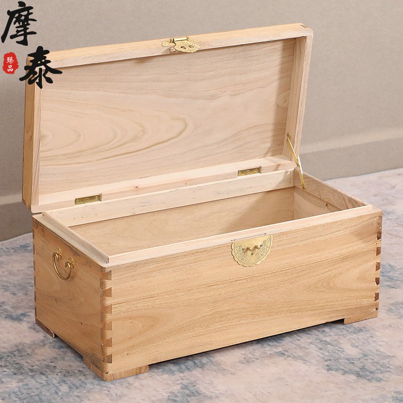 樟木箱整料独板全香樟木字画箱储物箱子全实木箱子衣箱整理收藏箱 三维工匠 红木色80*34*34高清大图