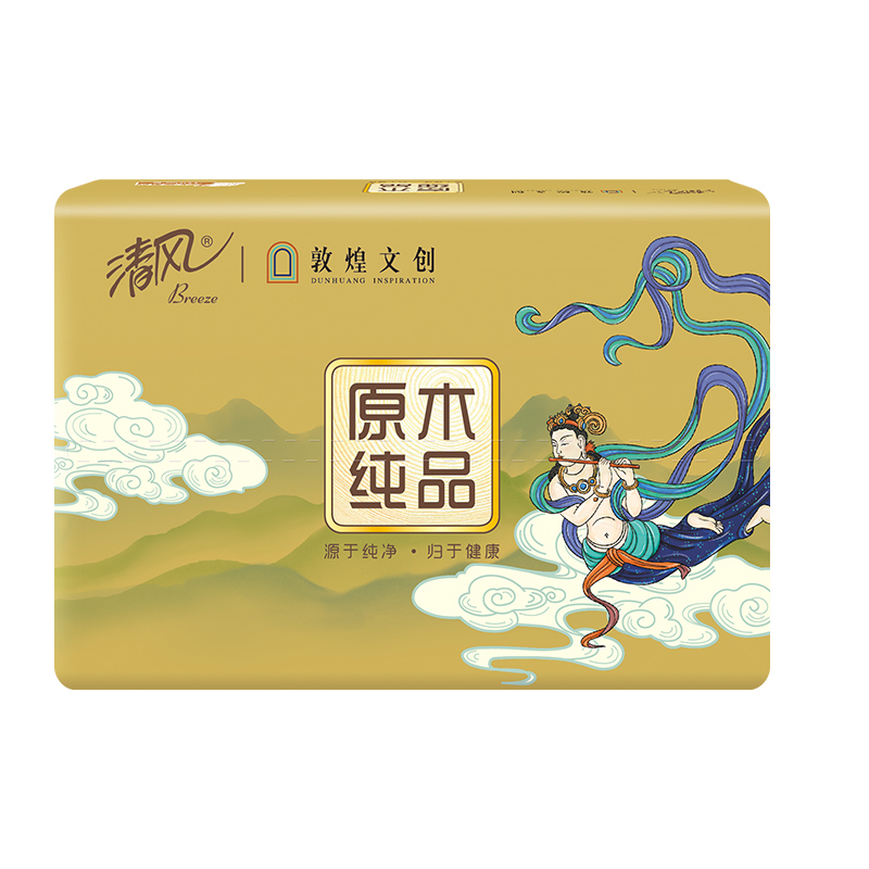 清风 敦煌文创 原木纯品系列3层100抽 AR60SDH 6包*4提*1箱高清大图