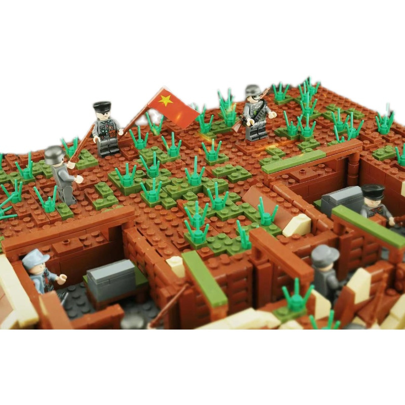 二战场景战壕德国国防军碉堡八路军坦克飞机废墟玩具拼装人仔