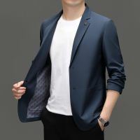 品牌春秋无㾗胸标免烫男士西服商务绅士中青年男装外套新款 蓝色 175