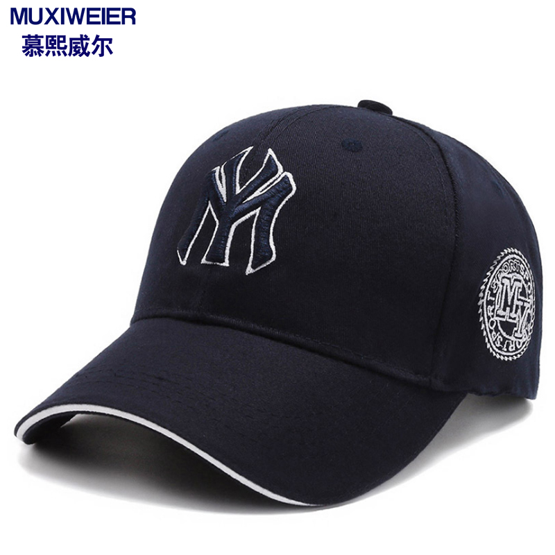 MUXIWEIER帽子男新品休闲韩版潮款百搭防晒刺绣字母鸭舌帽情侣棒球帽女时尚夏季遮阳四季帽子秋冬防风 深蓝色