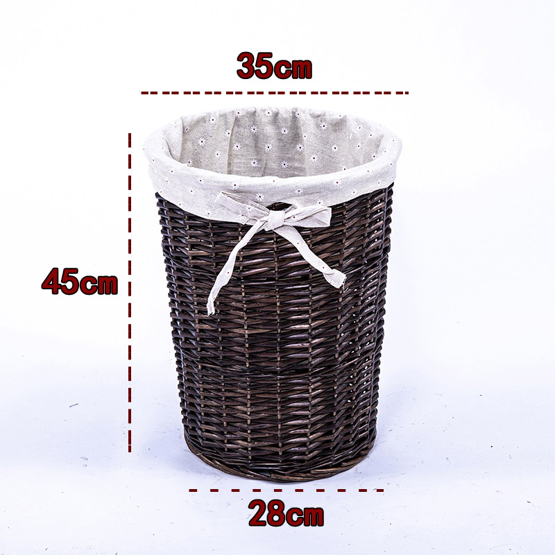 脏衣篮藤编洗衣物篮子大号装脏衣服的收纳篮家用收纳筐篓子带盖子 【咖啡筐中号无盖】麻百花里布【单身贵族首选】
