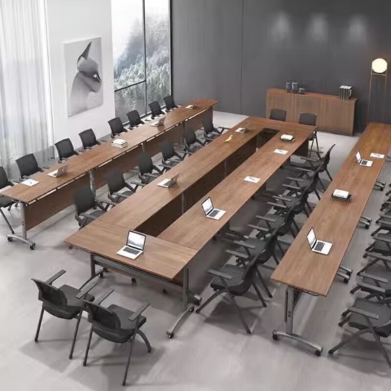常喜悦可折叠办公会议桌长桌培训桌长条桌会议室桌椅组合高清大图