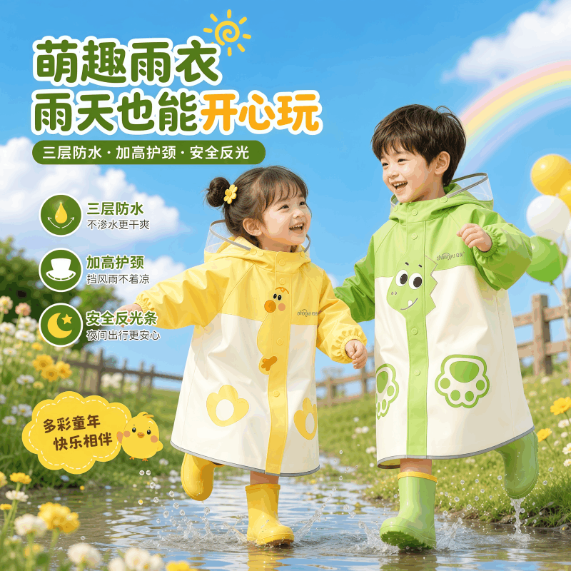 正雨儿童雨衣加厚防暴雨男童女童宝宝户外玩水幼儿园小学生上学9063图片