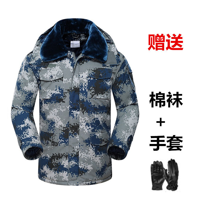 hoscene07式空军城市迷彩作训大衣户外迷彩棉衣加厚防寒迷彩军大衣