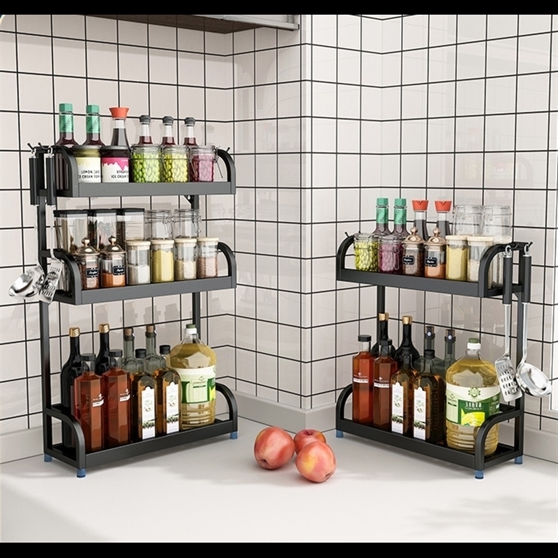 厨房调料置物架台面省空间油盐酱醋调料盒瓶收纳架双层调味品架子