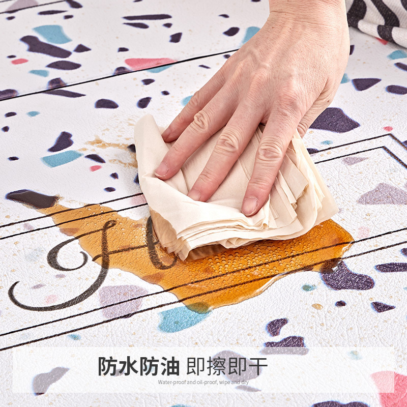 美帮汇易清洗厨房地垫耐脏防油污防滑可擦免洗脚垫长条家用PVC皮革垫高清大图